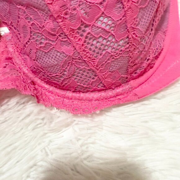 Women Ann Summers Sexy Lace Padded Plunge Underwired Bra in Pink Size 32F - Picture 4 of 8